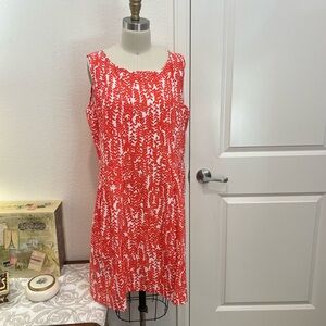 RMLL Pleated Linen Blend Sheath Dress Size 16 Hot Coral Orange
